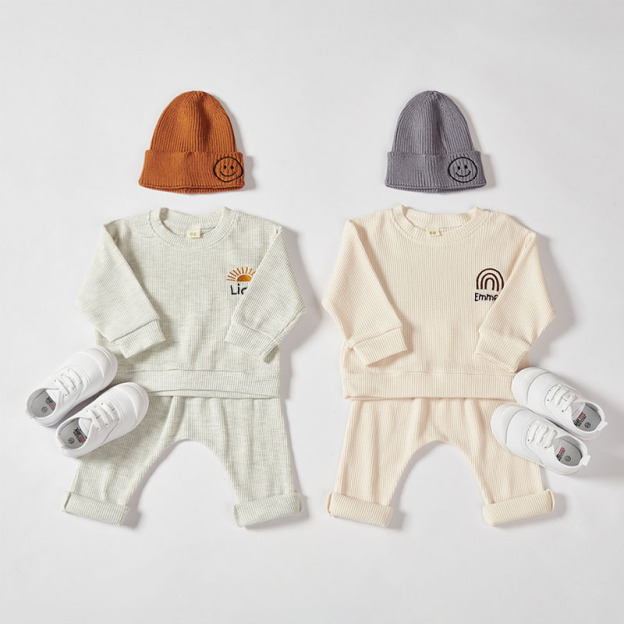 Personalized Embroidered Kids Sun or Rainbow Jogger Set | inSet21