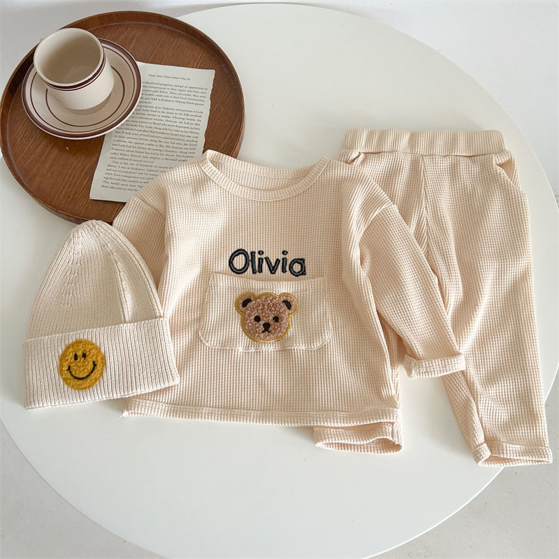 Personalized Embroidered Kids Cute Bear Jogger Set | inSet22