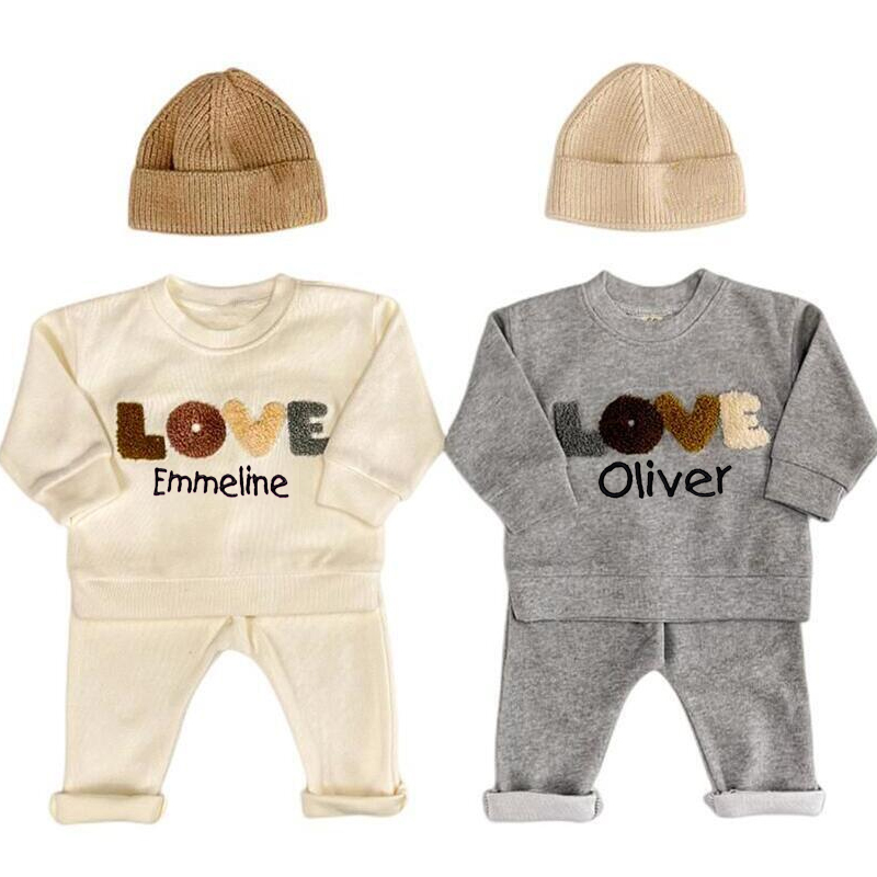Personalized Embroidered Kids LOVE Jogger Set | inSet23 (Beanie and Shoes not included)