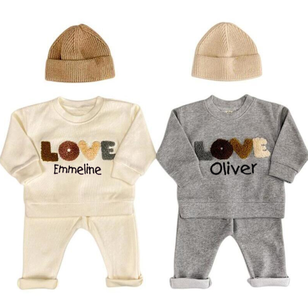 Personalized Embroidered Kids LOVE Jogger Set | inSet23 (Beanie and Shoes not included)