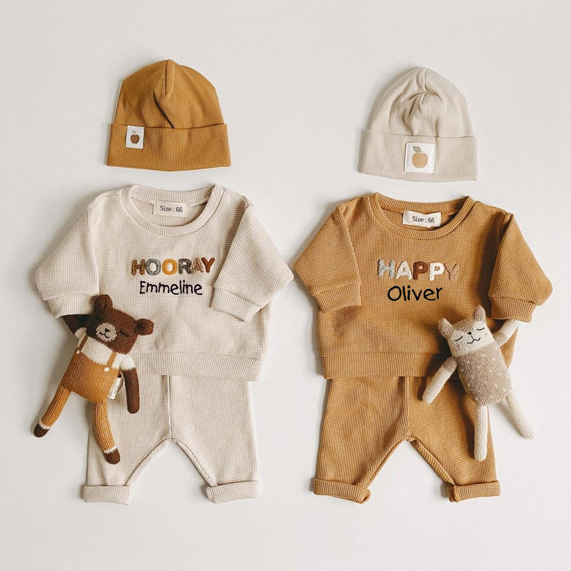 Personalized Embroidered Kids HAPPY Jogger Set | inSet24