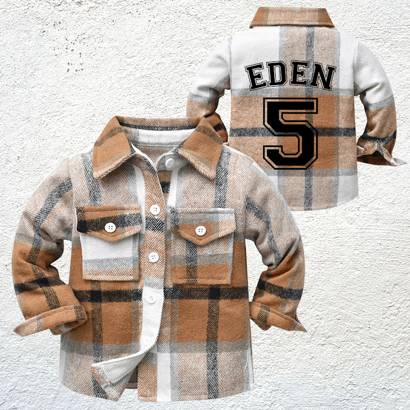Personalized Name & Number Kids Flannel Jacket | inJacket07