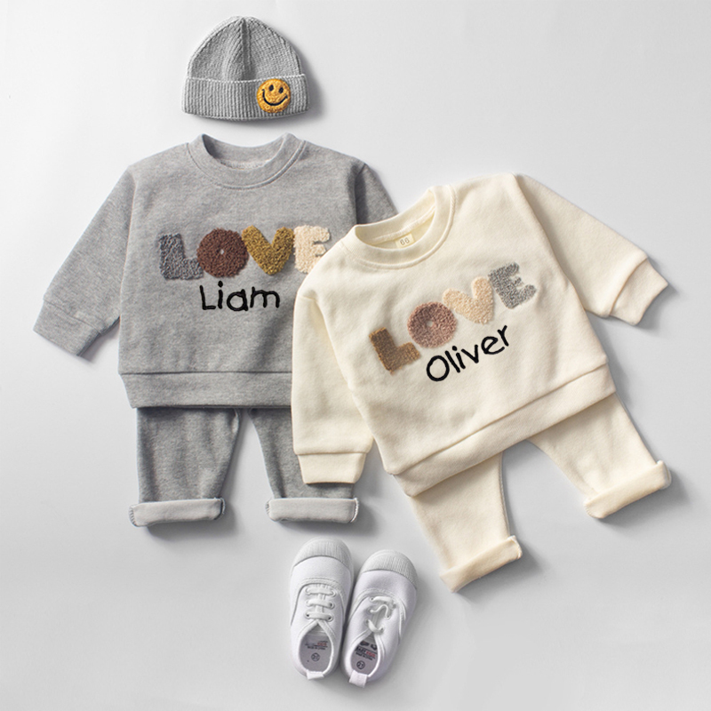 Personalized Embroidered Kids LOVE Jogger Set | inSet23 (Beanie and Shoes not included)