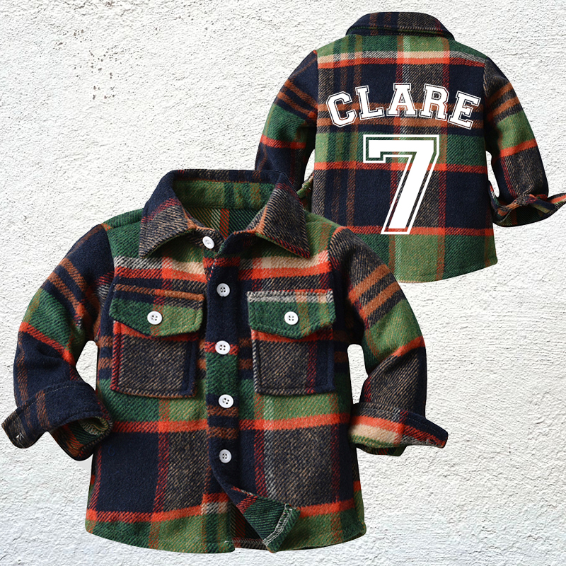 Personalized Name & Number Kids Flannel Jacket | inJacket07
