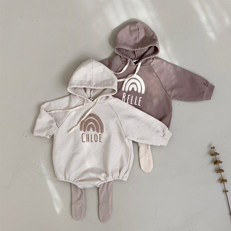 Personalized Kids Cozy Rainbow Sweatshirt Romper | inRomper05