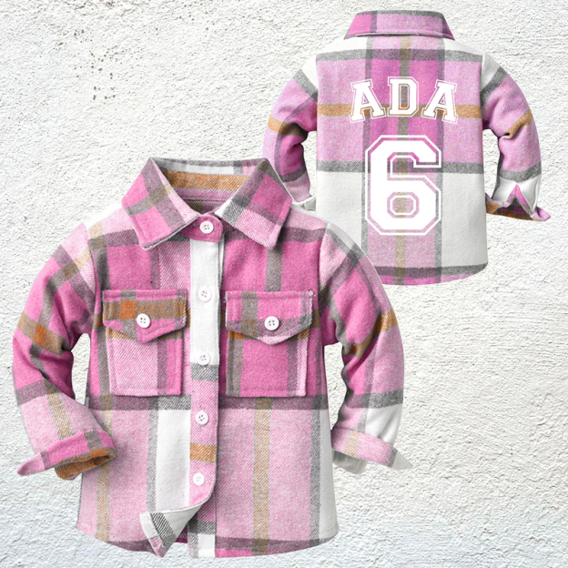 Personalized Name & Number Kids Flannel Jacket | inJacket07