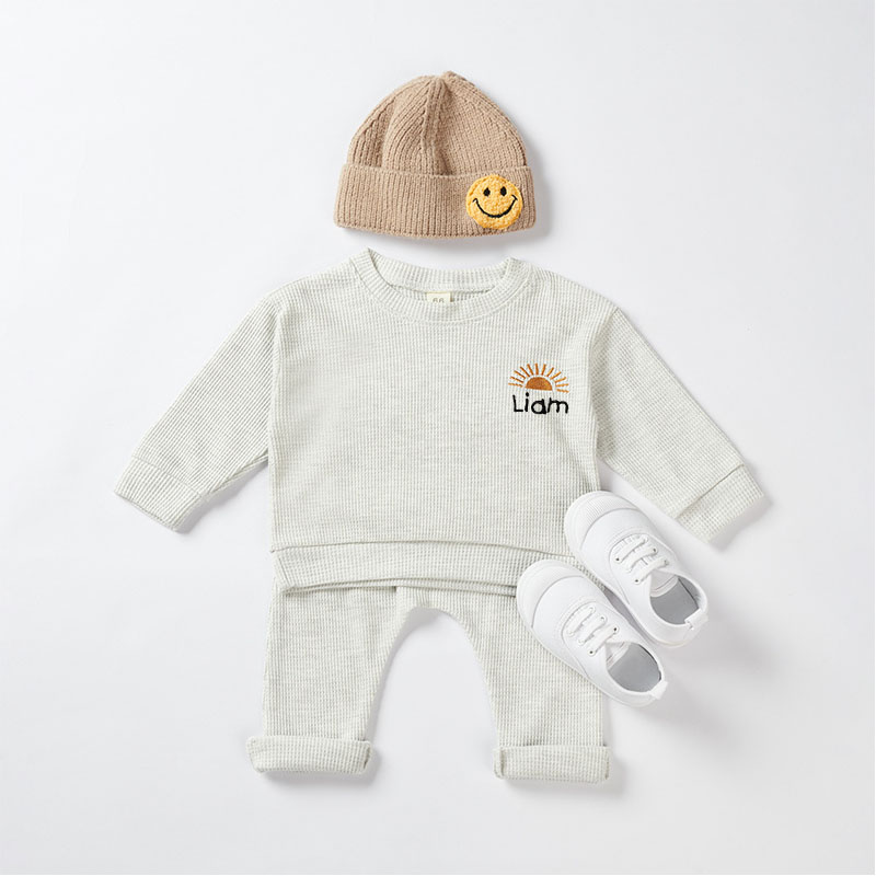 Personalized Embroidered Kids Sun or Rainbow Jogger Set | inSet21