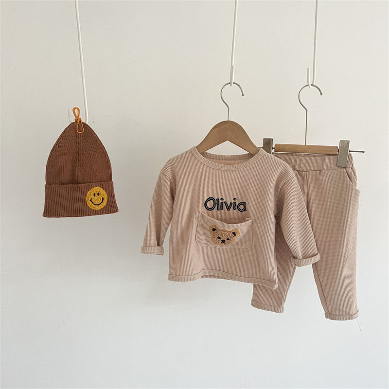 Personalized Embroidered Kids Cute Bear Jogger Set | inSet22