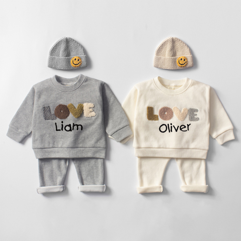 Personalized Embroidered Kids LOVE Jogger Set | inSet23 (Beanie and Shoes not included)