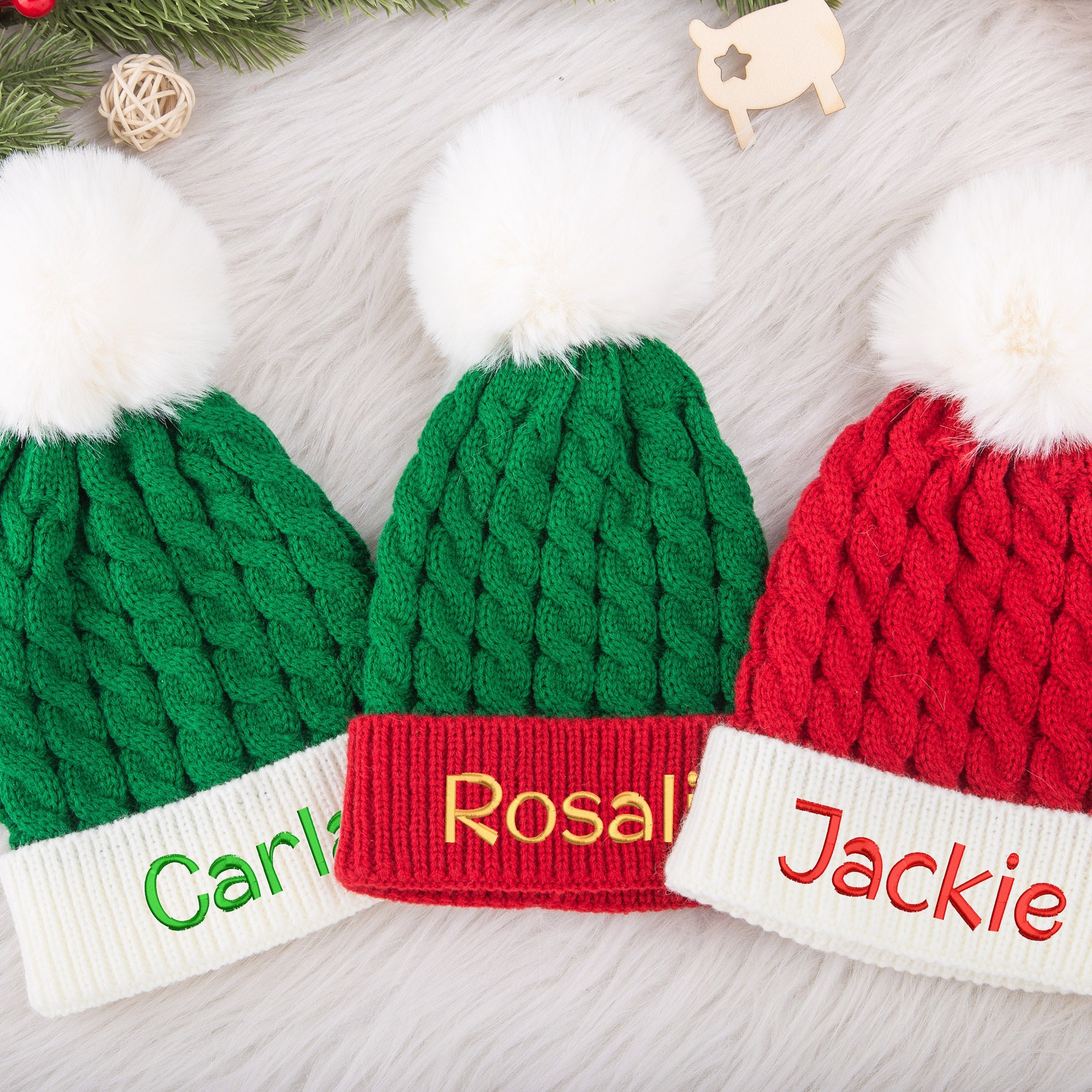 Personalized Embroidery Kid Christmas Pom Pom Hat for Comfort & Unique | INKid11