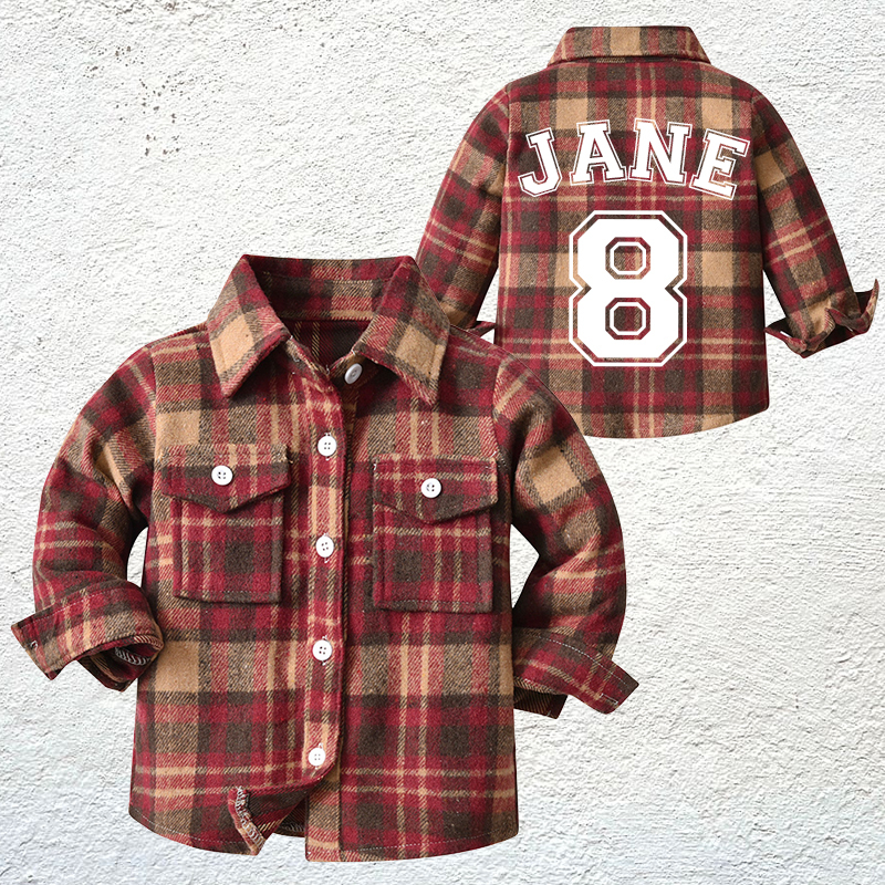 Personalized Name & Number Kids Flannel Jacket | inJacket07