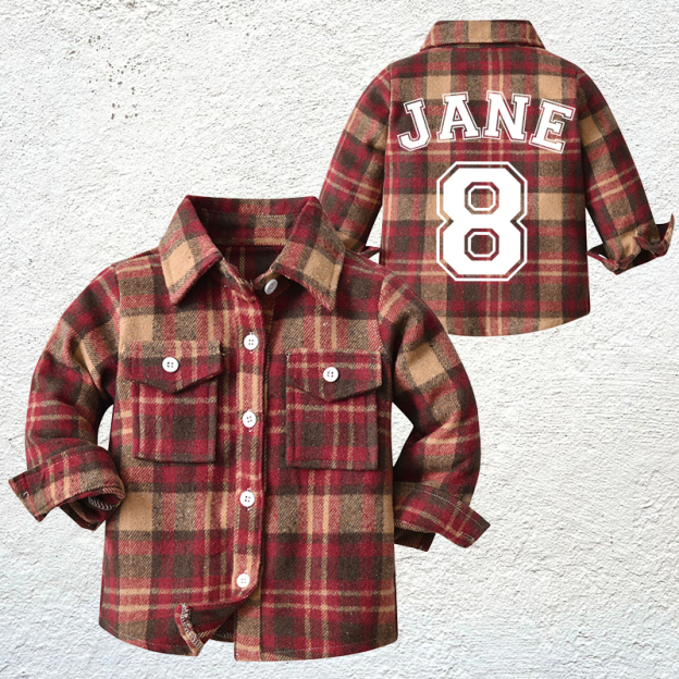 Personalized Name & Number Kids Flannel Jacket | inJacket07