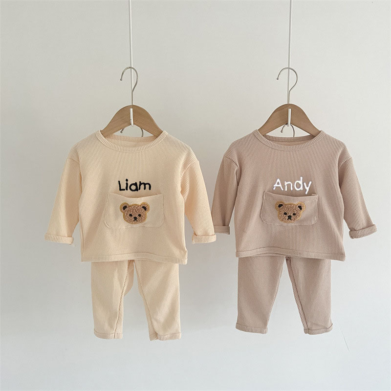 Personalized Embroidered Kids Cute Bear Jogger Set | inSet22