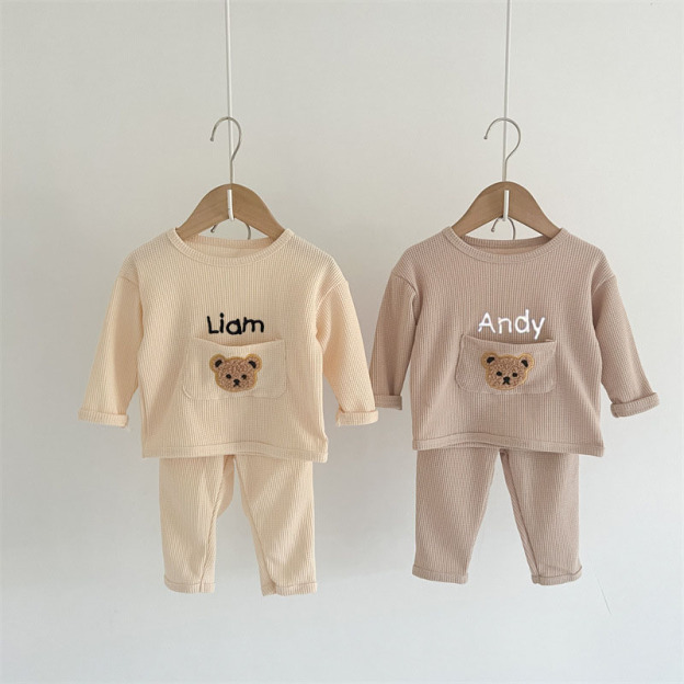 Personalized Embroidered Kids Cute Bear Jogger Set | inSet22