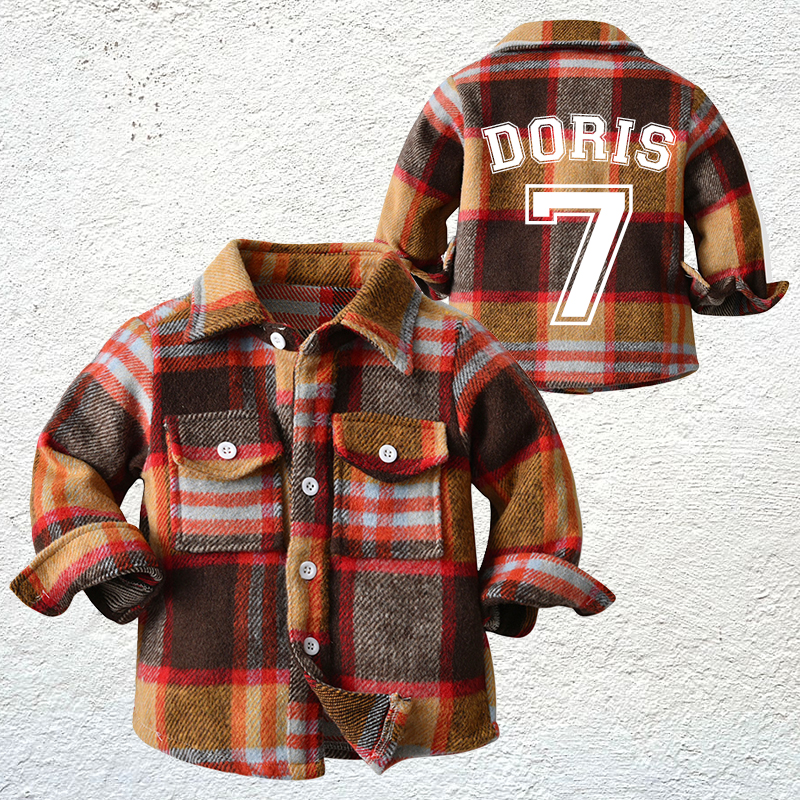 Personalized Name & Number Kids Flannel Jacket | inJacket07