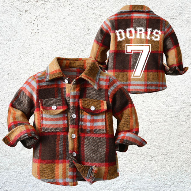 Personalized Name & Number Kids Flannel Jacket | inJacket07