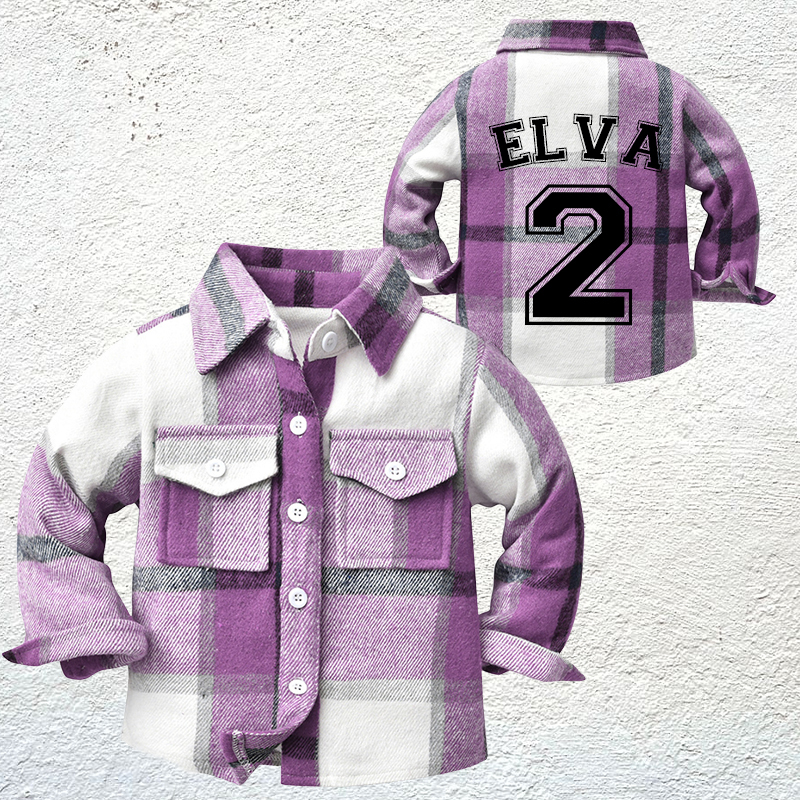 Personalized Name & Number Kids Flannel Jacket | inJacket07