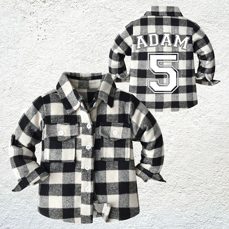 Personalized Name & Number Kids Flannel Jacket | inJacket07