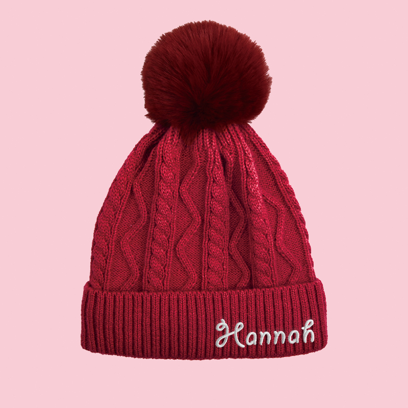 Personalized Embroidery Detachable Pom Pom Hat for Comfort & Unique | INKid10