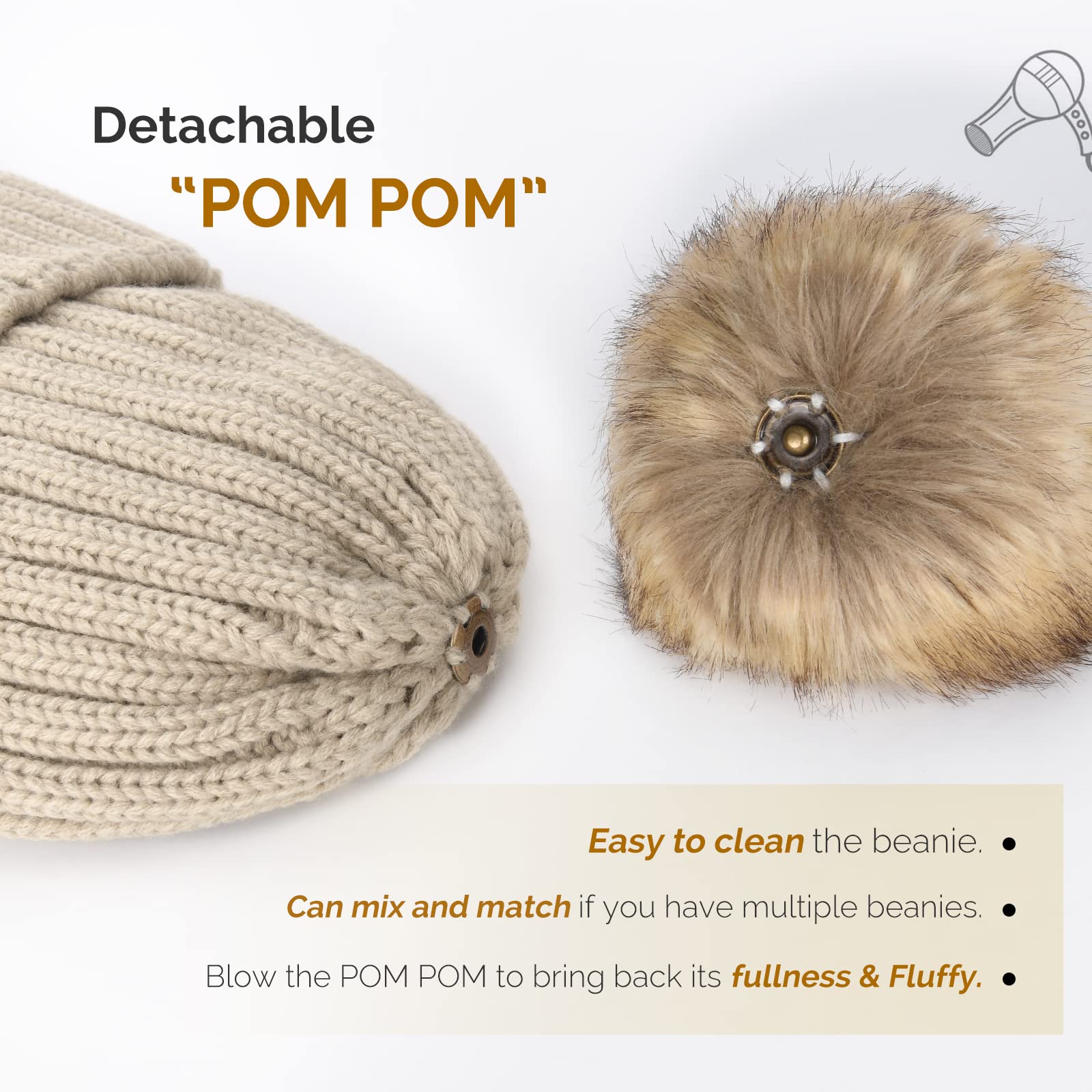 Personalized Name Detachable Pom Pom Hat for Comfort & Unique | INKid13