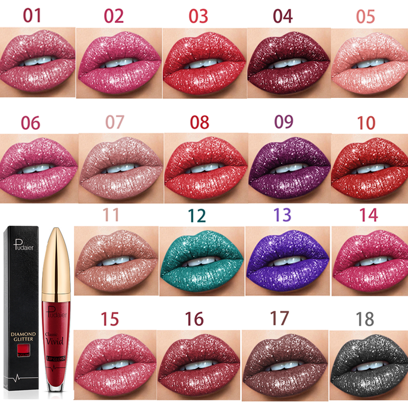 PUDAIERÂ® Buy 3 or more (10%OFF) - 18 Color Diamond Shiny Long Lasting Lipstick