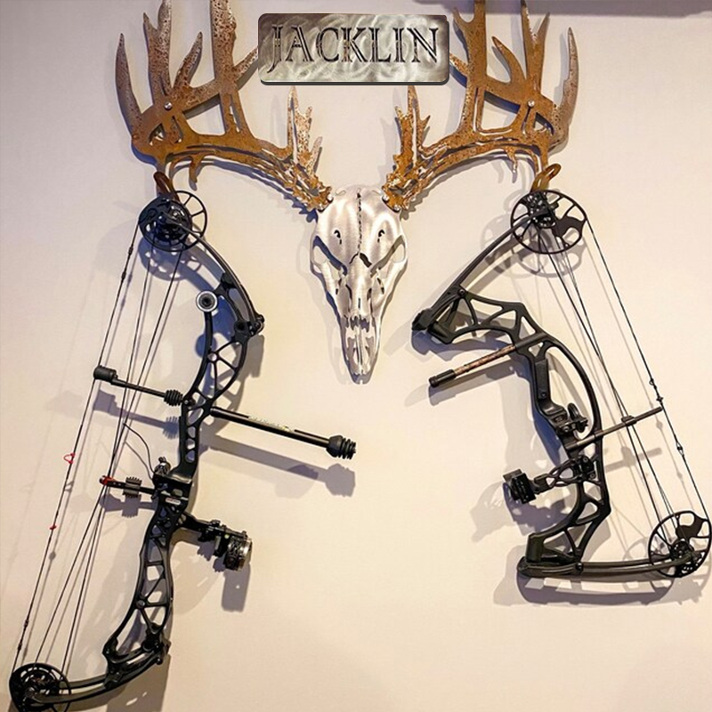 Personalized Metal Deer Skull Bow Rack-The best gift for outdoor lovers