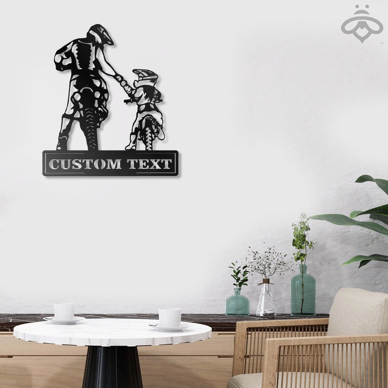 Custom Motocross Dad and Daughter Metal Wall Art Sign Led image 6