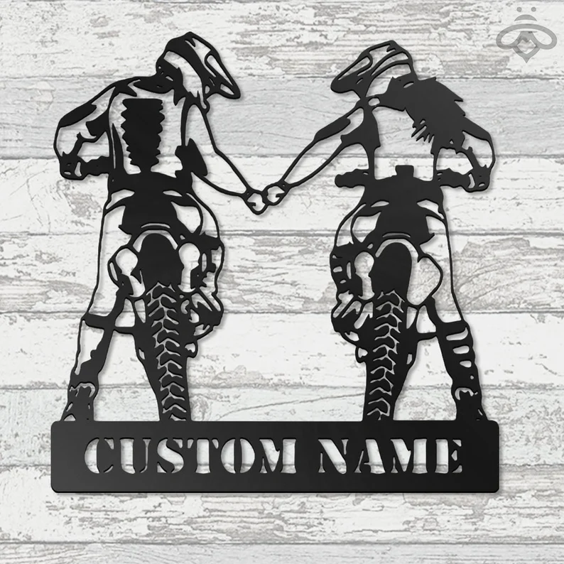 Custom Motocross Husband and Wife Family Metal Wall Art Sign