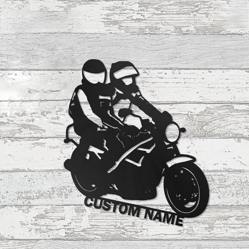 Custom Couple Motorcycle Metal Name Sign