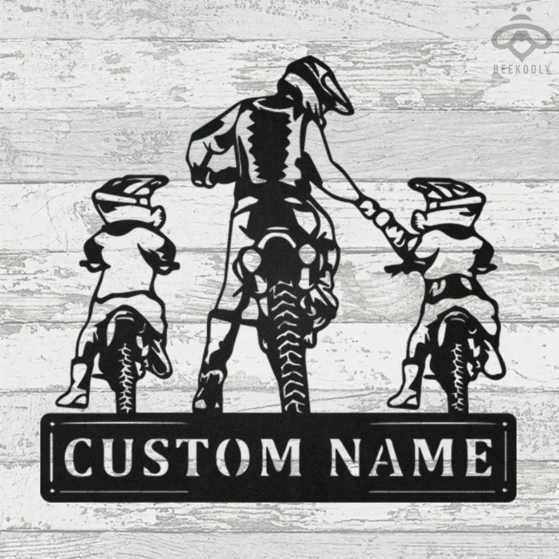 Custom Motocross Dad Son Daughter Metal Wall