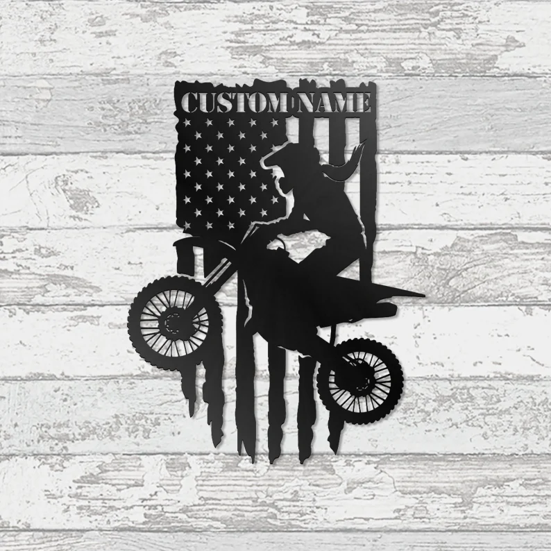 Custom Flag Female Motorcycle Metal Logo