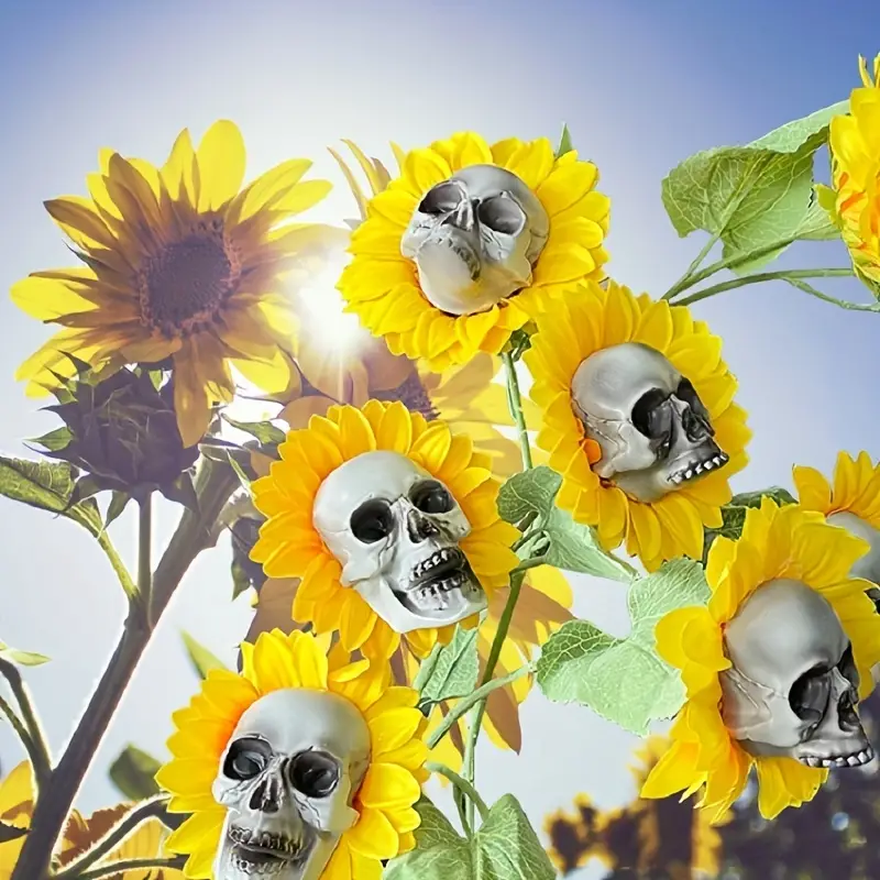 Horrorific Skull Sunflowers: Spooky Halloween Decorations for Home, Yard, and Outdoor, Garden Flower Decration, Halloween Plant decor Gift