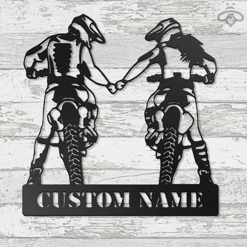 Surname Logo - Couple Motorcycle Metal Logo