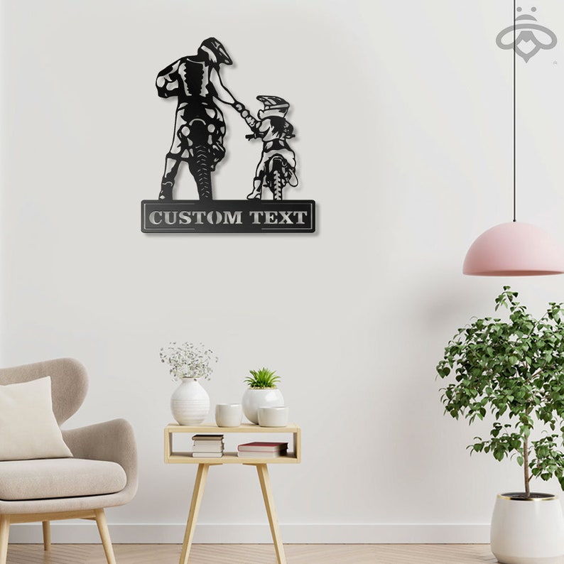 Custom Motocross Dad and Daughter Metal Wall Art Sign Led image 5