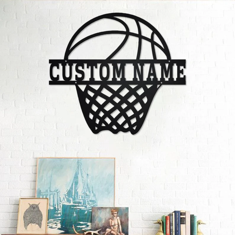 Personalized Name Basketball Metal Sign | Basketball Metal Wall Art -1