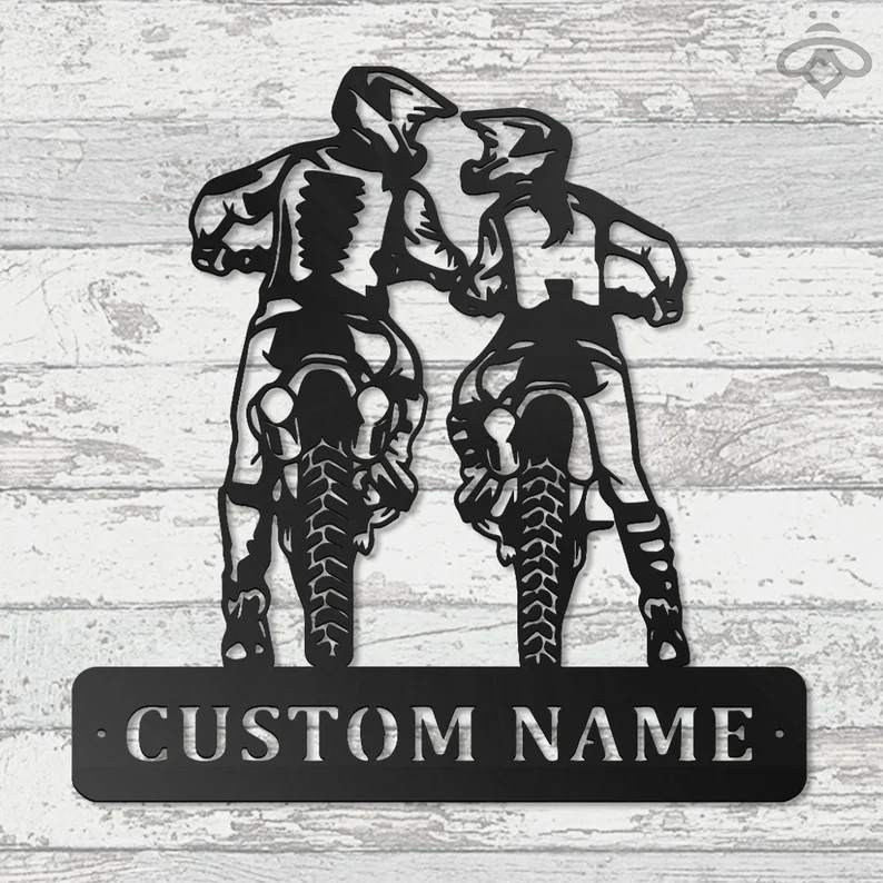 Surname Logo - Couple Motorcycle Metal Logo