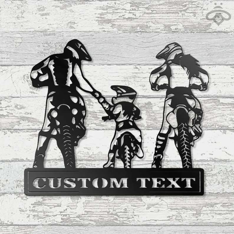 Custom Motocross Family Dad Mom Daughter Metal Wall Art Sign