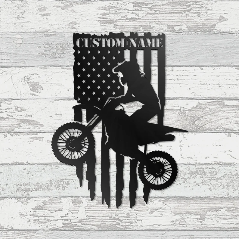 Custom Flag Male Motorcycle Metal Sign