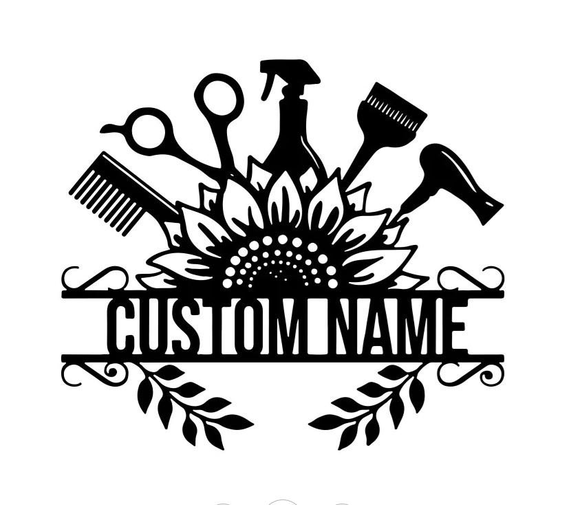 Custom Hair Salon Metal Wall Art, Personalized Hair Stylist Name Logo 【Buy 2 Free Shipping】