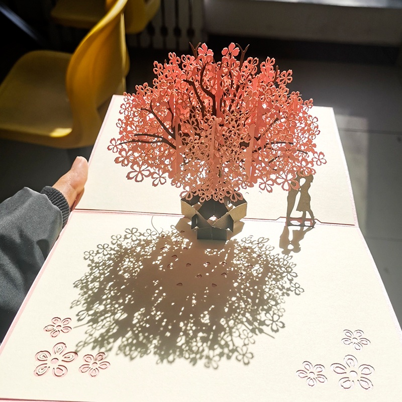 Greeting card 3D three-dimensional gift creative flowers paper-cut