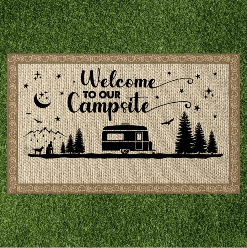 Custom Happy Clipart Campers Camping Mat
