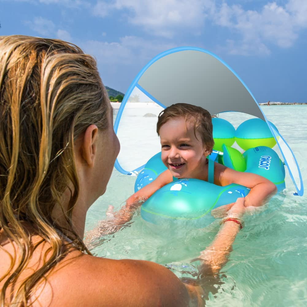 2023 Baby Swimming Float Inflatable Baby Pool Float Ring Newest with Sun Protection Canopy