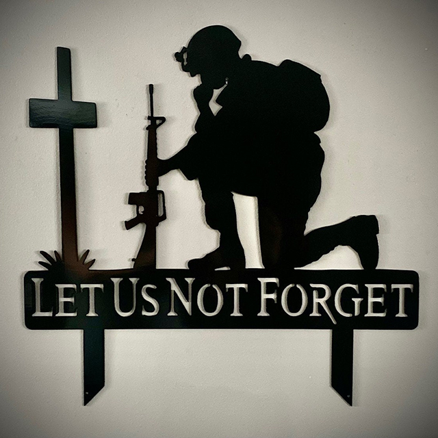 Protect My Family - Veterans Memorial Metal Plaque, yard decoration
