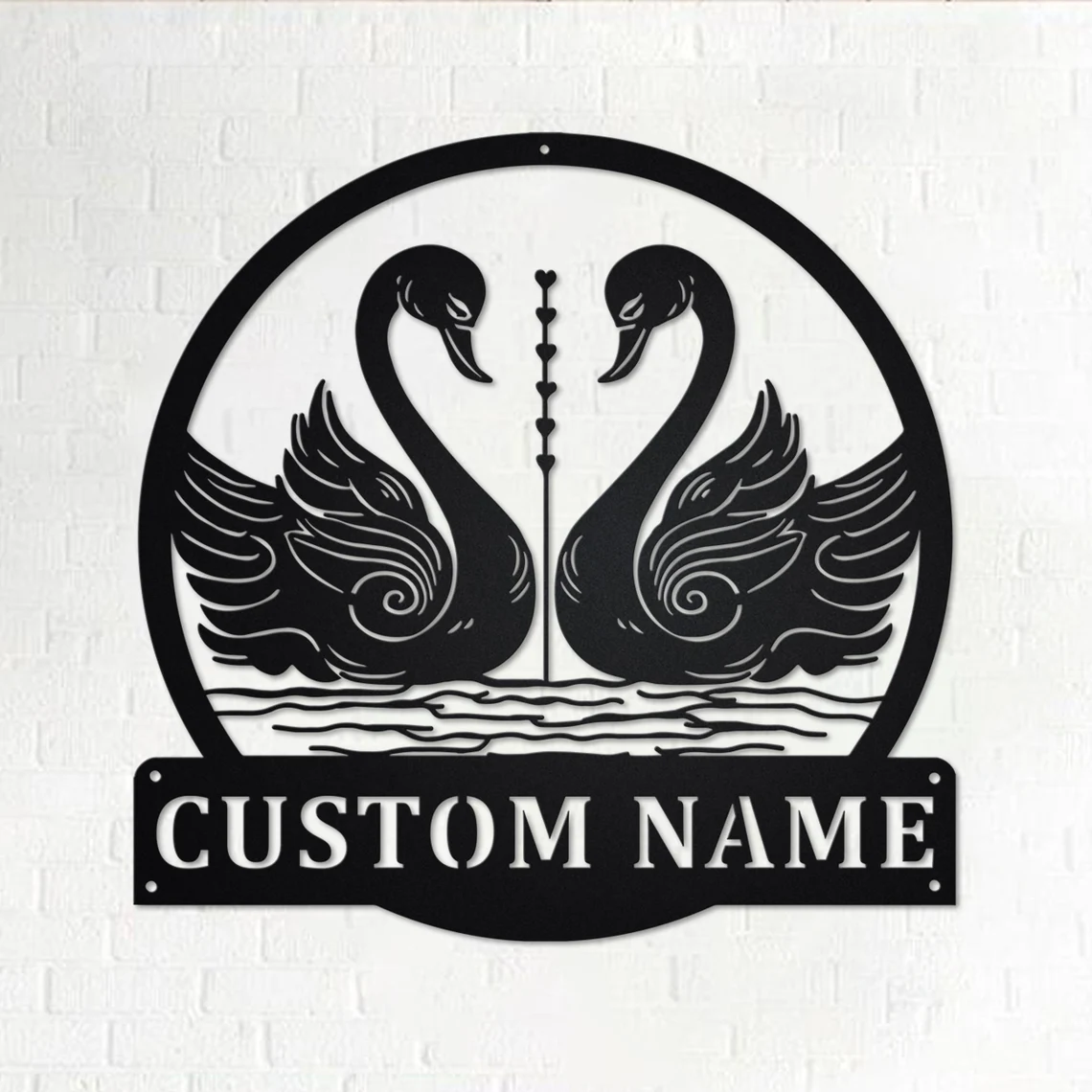 Custom Swan Couple Metal Wall Art