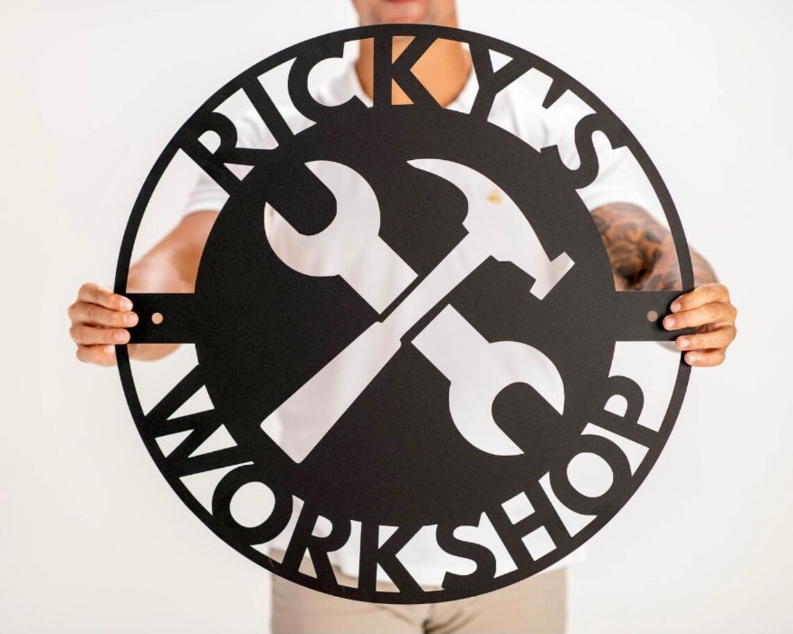 Personalized Gift for Him, Work Shop Metal Sign