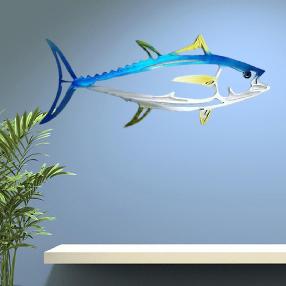 Pack of 3 Metal Shark Wall Sculptures Coastal Ocean Art for Home Decor