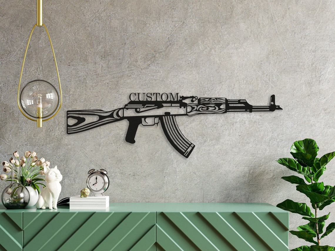 Personalized Metal Wall Decor Kalashnikov Custom Name Sign image 1