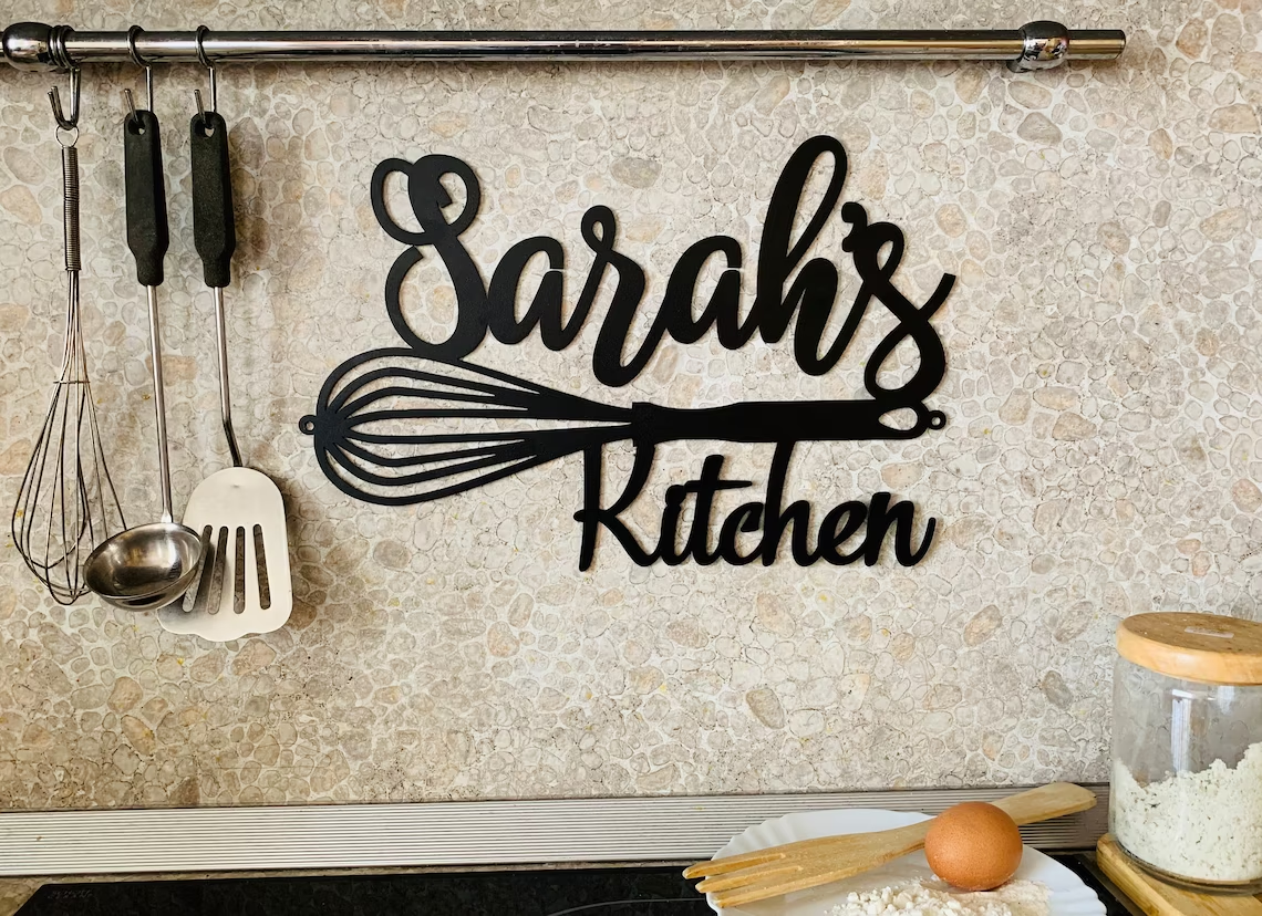 Custom Kitchen Name Sign Personalized Metal Indoor Sign for Kitchen