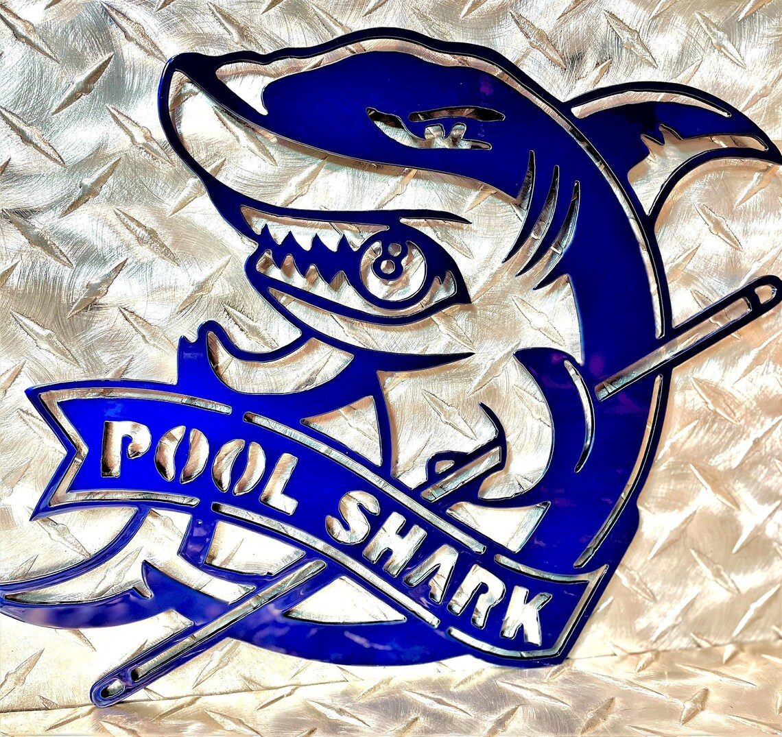 Billards Pool Shark Metal Wall Art Sign & Gift Decor