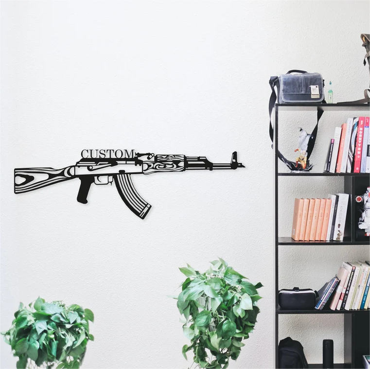 Personalized Metal Wall Decor Kalashnikov Custom Name Sign